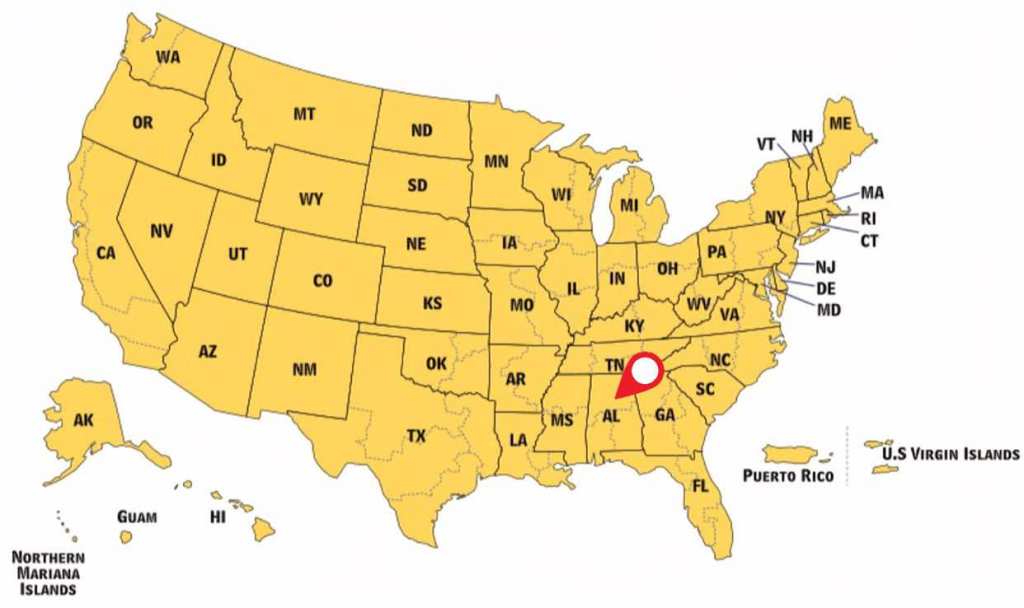 Map indicating Alabama