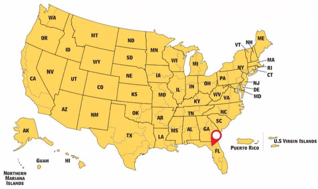Map indicating Florida