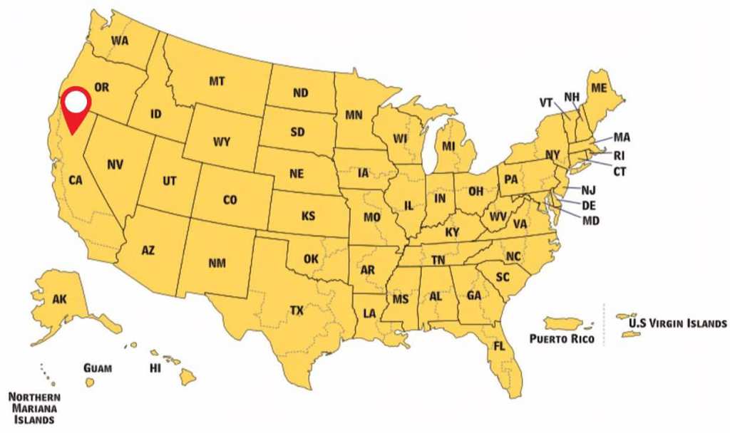 Map indicating California